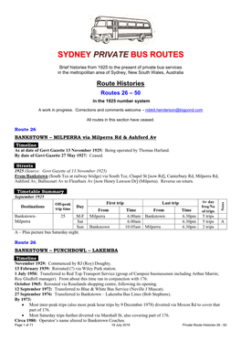Sydney Private Bus Routes 26-50