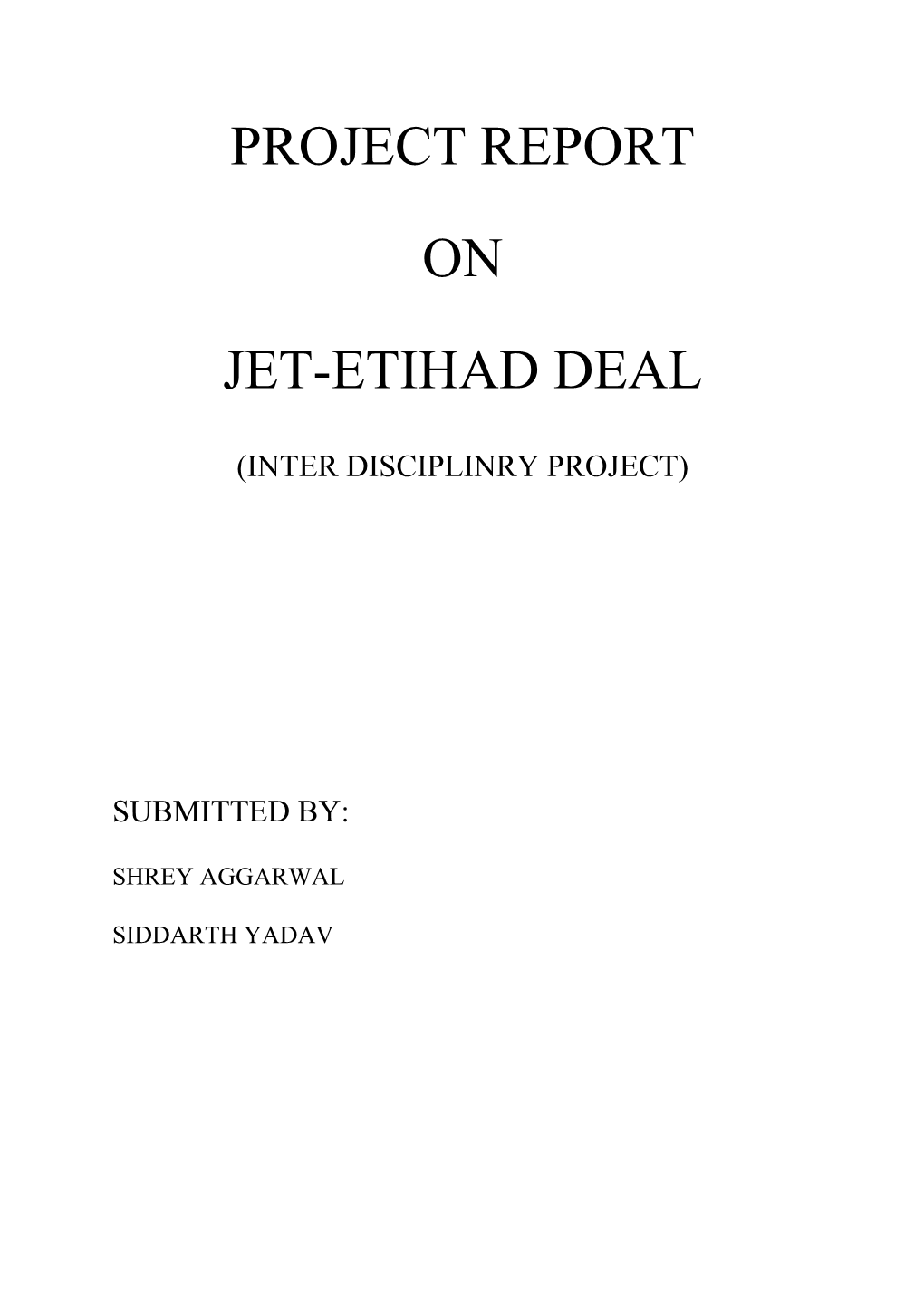 Project Report on Jet-Etihad Deal