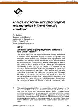 Mapping Storylines and Metaphors in David Kramer's Narratives1