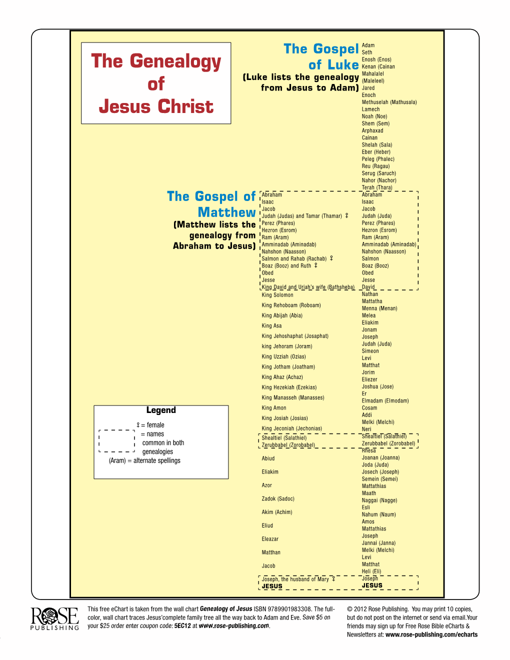 The Genealogy of Jesus Christ Is an Extra Large Laminated Wall Chart ...