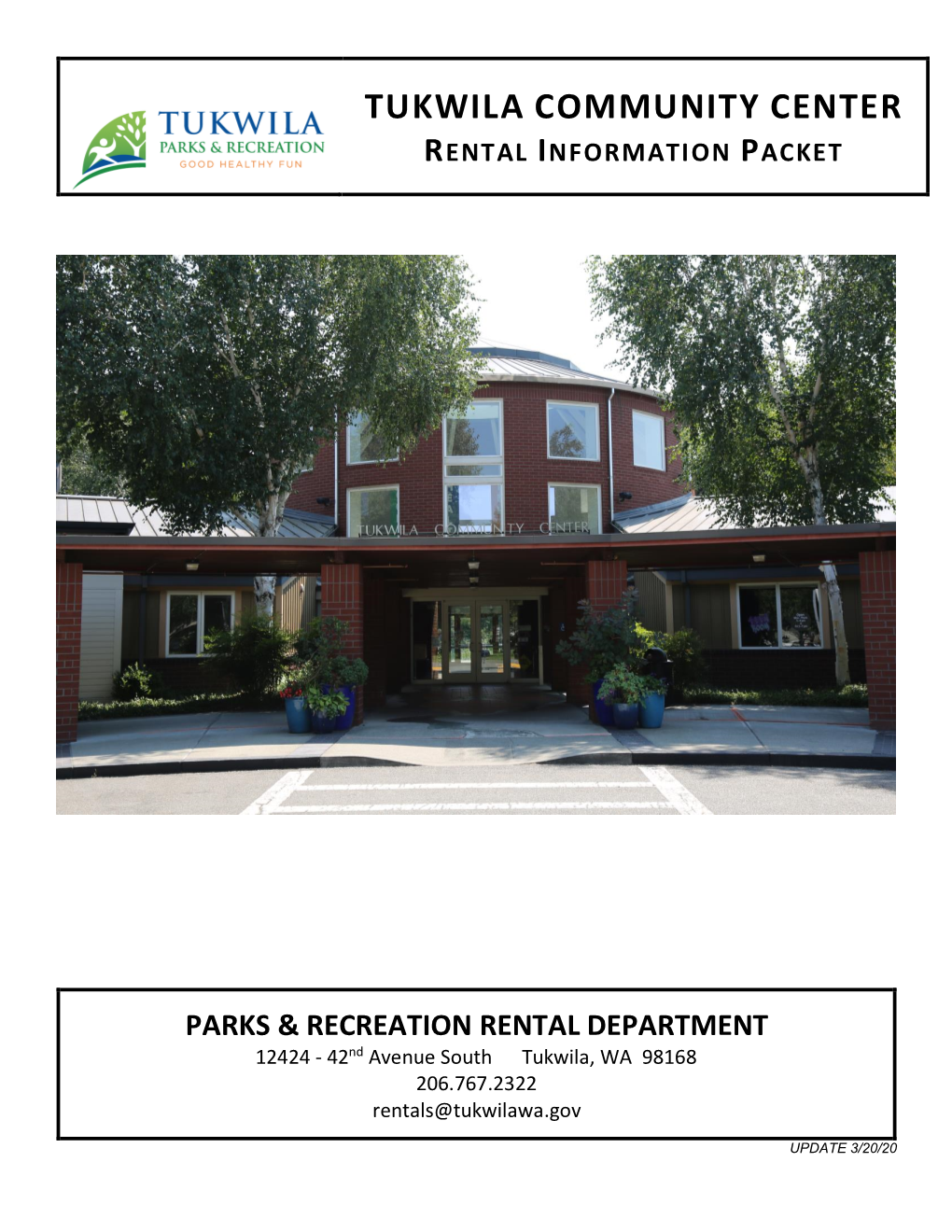 Tukwila Community Center Rental Information Packet