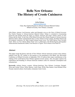 Belle New Orleans: the History of Creole Cuisineres