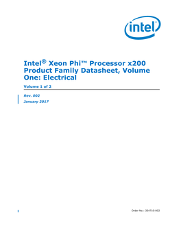 Xeon Phi™ Processor X200 Product Family Datasheet, Volume One: Electrical