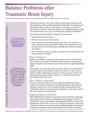 Balance Problems After Traumatic Brain Injury