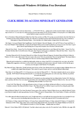 Minecraft Windows 10 Edition Free Download
