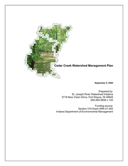 Cedar Creek Watershed Management Plan
