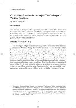 Civil-Military Relations in Azerbaijan: the Challenges of Wartime Conditions by Jasur Sumerinli