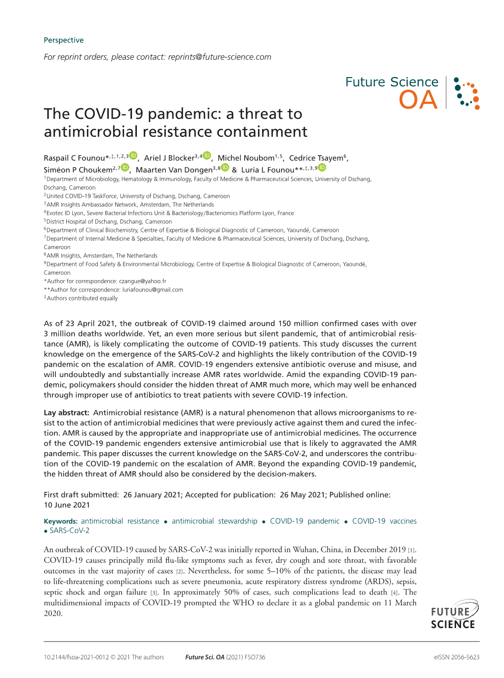 The COVID-19 Pandemic: a Threat to Antimicrobial Resistance Containment