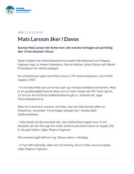 Mats Larsson Åker I Davos