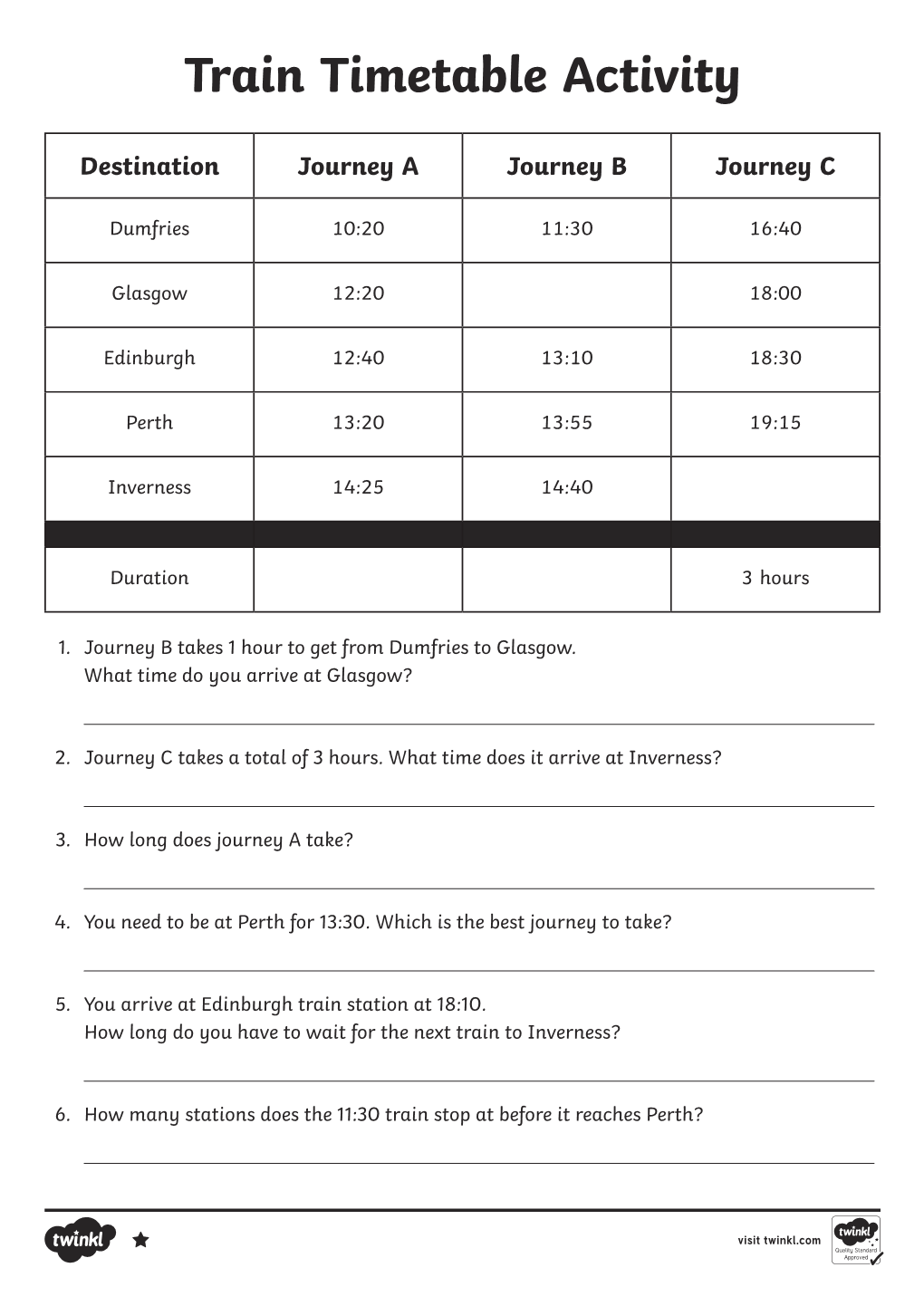 Train Timetable Activity