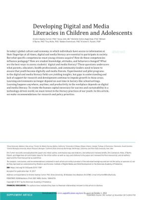 Developing Digital and Media Literacies in Children And