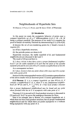 Neighborhoods of Hyperbolic Sets