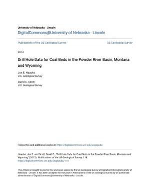 Drill Hole Data for Coal Beds in the Powder River Basin, Montana and Wyoming