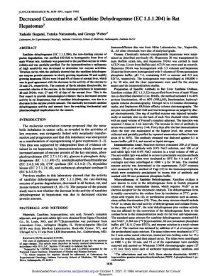 Decreased Concentration of Xanthine Dehydrogenase (EC 1.1.1.204) in Rat Hepatomas1