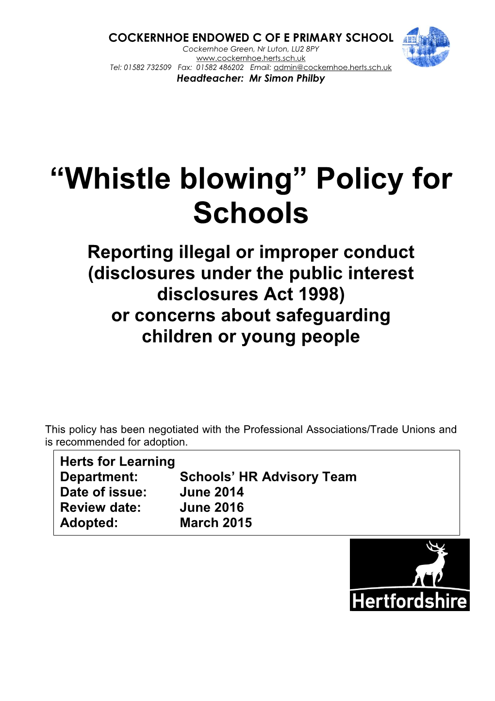 CSF0027 Model Whistleblowing Policy