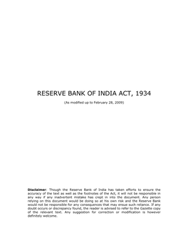 Reserve Bank of India Act, 1934