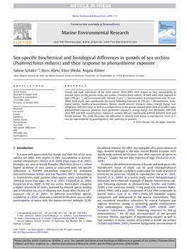 (Psammechinus Miliaris) and Their Response to Phenanthrene Exposure
