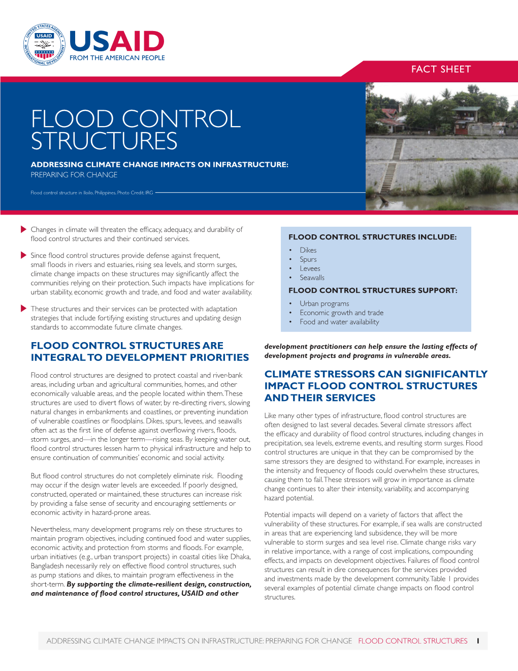 Flood Control Structures Addressing Climate Change Impacts on Infrastructure: Preparing for Change