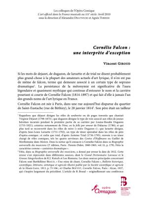 Cornélie Falcon : Une Interprète D'exception