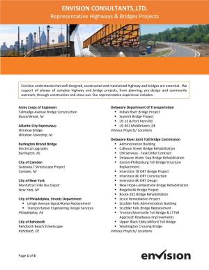 ENVISION CONSULTANTS, LTD. Representative Highways & Bridges Projects