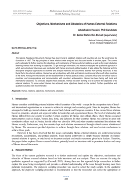 Objectives, Mechanisms and Obstacles of Hamas External Relations