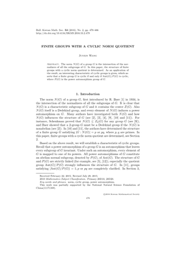 Finite Groups with a Cyclic Norm Quotient