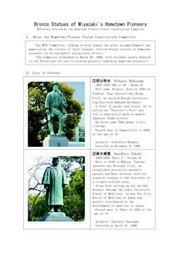 Bronze Statues of Miyazaki's Hometown Pioneers ※Statues Erected by the Hometown Pioneer Statue Construction Committee