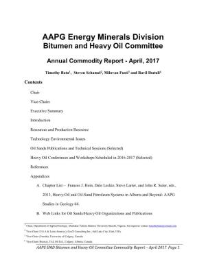 AAPG Energy Minerals Division Bitumen and Heavy Oil Committee