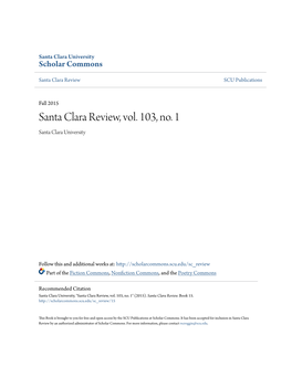 Santa Clara Review, Vol. 103, No. 1 Santa Clara University
