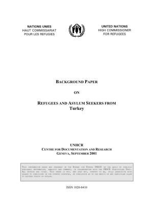 UNHCR/CDR Background Paper On