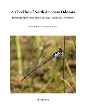 A Checklist of North American Odonata