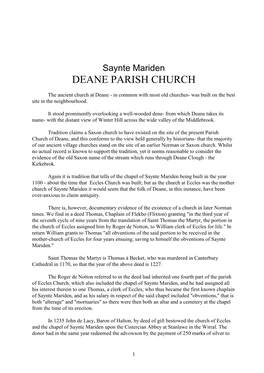 The History of Deane Parish Church