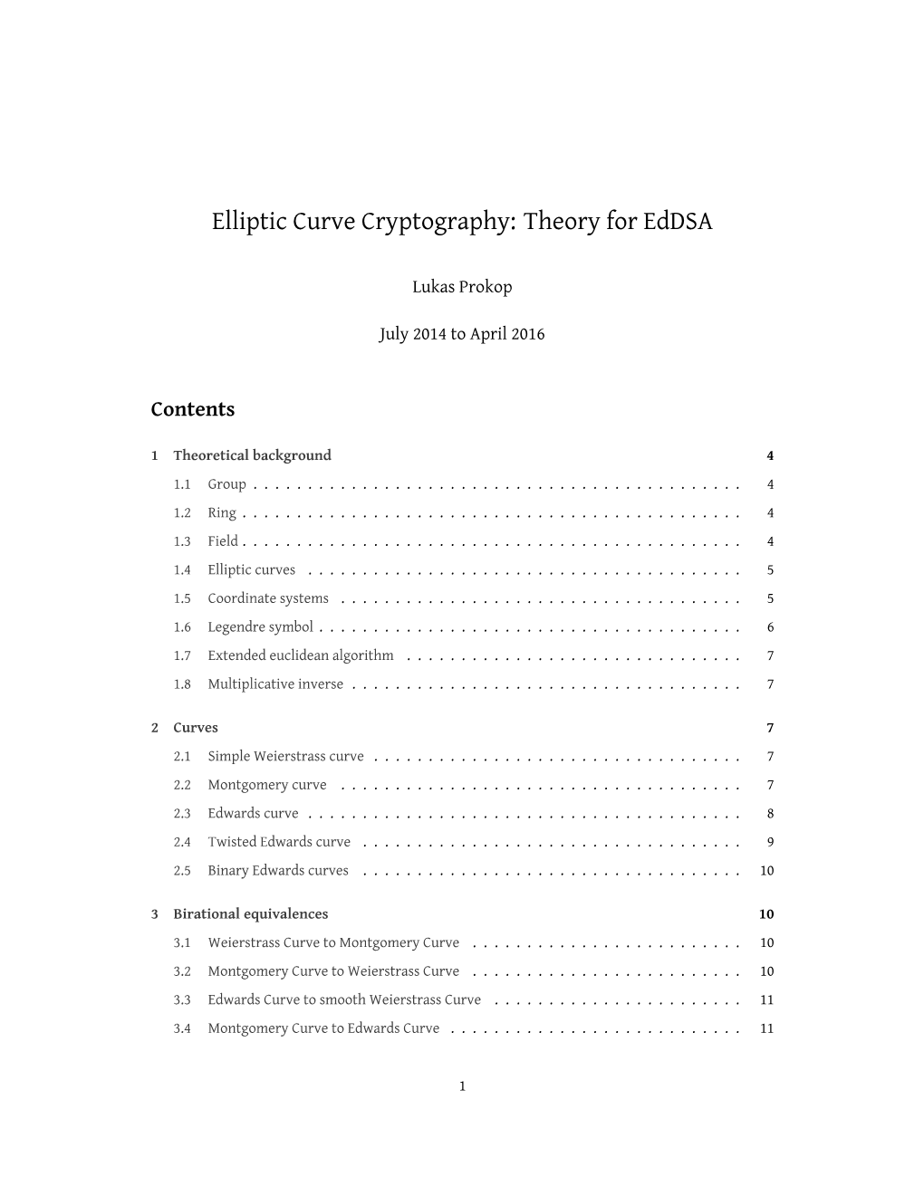 Elliptic Curve Cryptography: Theory for Eddsa