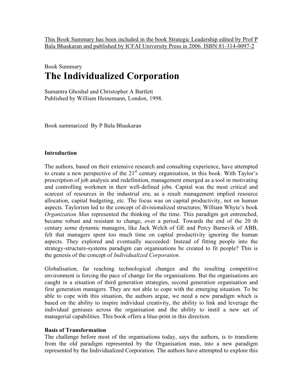 The Individualized Corporation