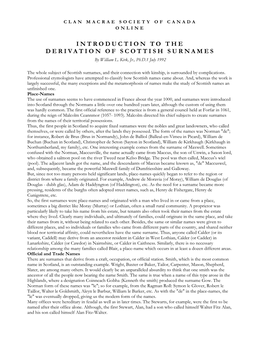 Introduction to the Derivation of Scottish