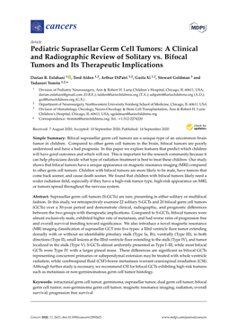 Pediatric Suprasellar Germ Cell Tumors: a Clinical and Radiographic Review of Solitary Vs