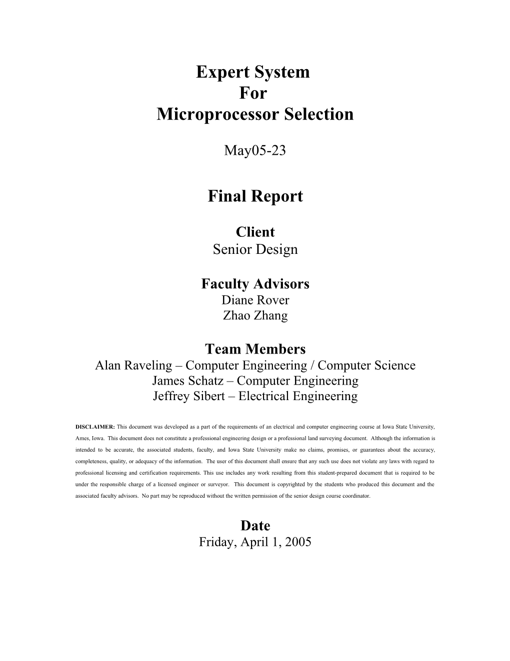 Microprocessor Selection