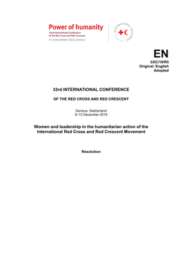 Women and Leadership in the Humanitarian Action of the International Red Cross and Red Crescent Movement