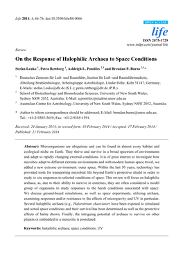 On the Response of Halophilic Archaea to Space Conditions