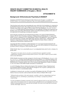 Orthomolecular Psychiatry & RANZCP