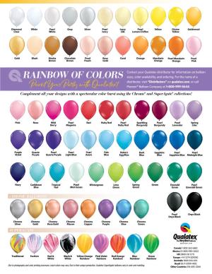 RAINBOW of Colorssizes, Color Availability, and Ordering