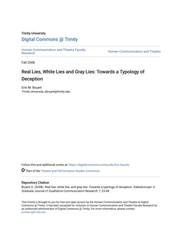 Real Lies, White Lies and Gray Lies: Towards a Typology of Deception