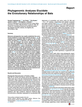 Report Phylogenomic Analyses Elucidate the Evolutionary Relationships of Bats