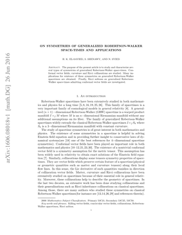 Arxiv:1606.08018V1 [Math.DG] 26 Jun 2016 Diinlasmtoso T Br H Aiyo Eeaie Robert Generalized of Family Spacet Robertson-Walker the Classical the Extends ﬁber