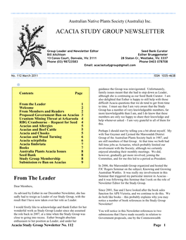 Australian Plants Acacia Issues Renew Your Membership)