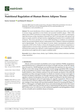 Nutritional Regulation of Human Brown Adipose Tissue