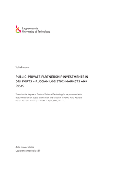 Public-Private Partnership Investments in Dry Ports – Russian Logistics Markets and Risks