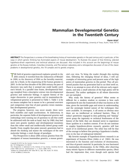 Mammalian Developmental Genetics in the Twentieth Century