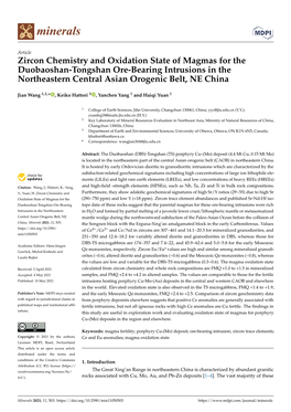 Zircon Chemistry and Oxidation State of Magmas for the Duobaoshan-Tongshan Ore-Bearing Intrusions in the Northeastern Central Asian Orogenic Belt, NE China