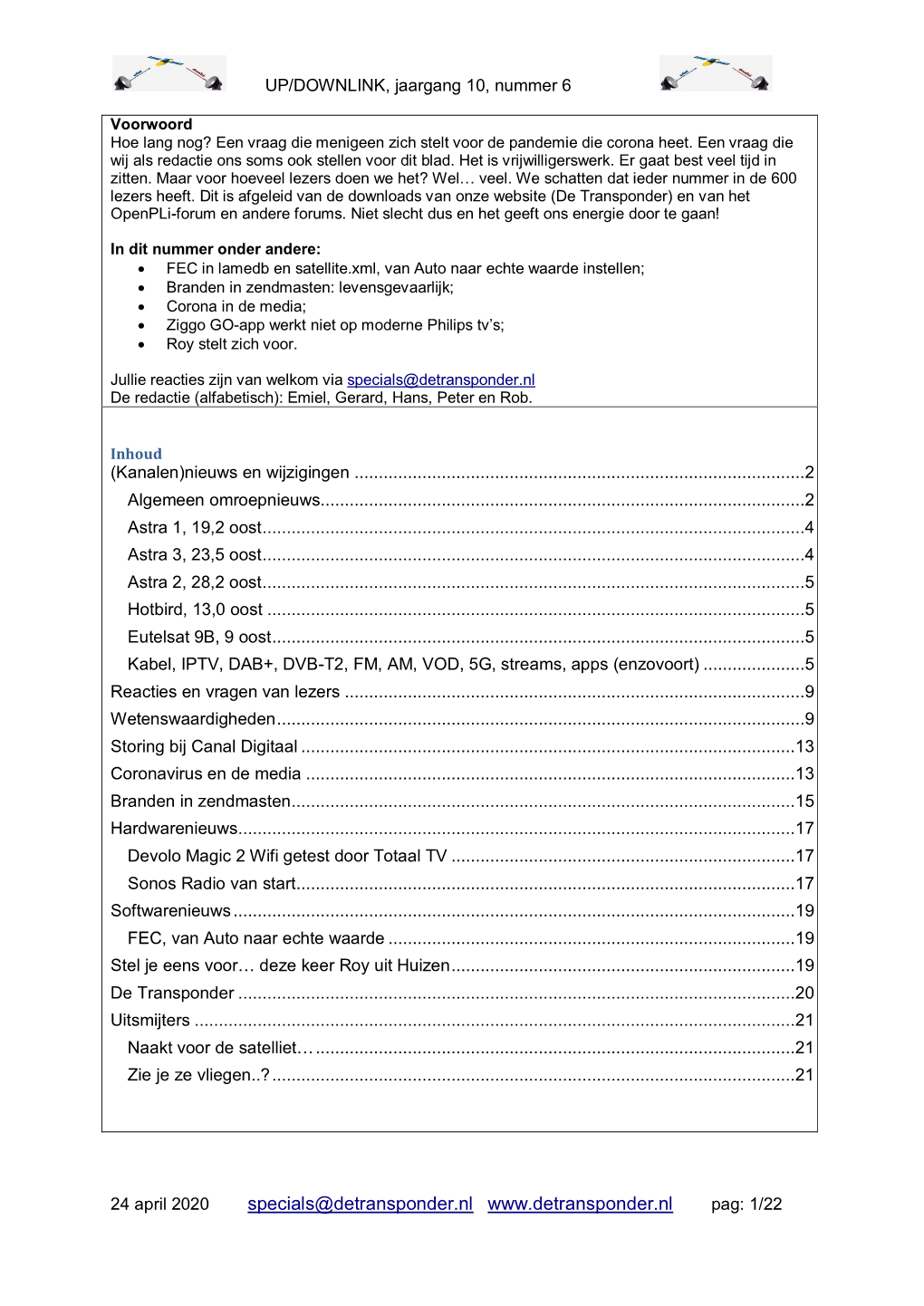 UP/DOWNLINK 2020 Nummer 6